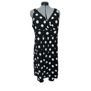 Chaps Women’s Black White Polka Dot Sleeveless Dress Size XL workwear retro dot